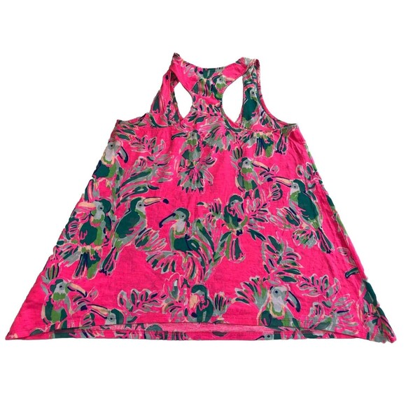 Lilly Pulitzer Monterey Tank Top Toucan Parrot Bird Pink Small Racerback - Picture 7 of 12